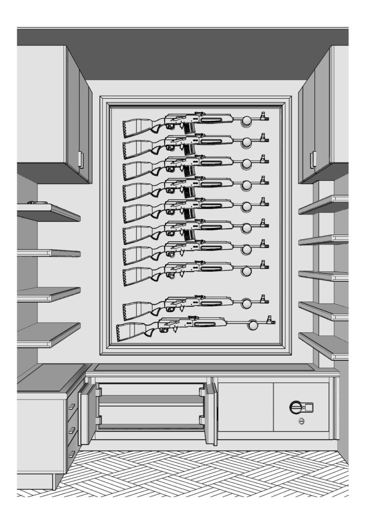 Оружейная комната охотника для хранения 10 ружей эконом (Прототип)