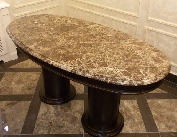 Элитный овальный стол для переговоров мраморный “Адаричев”